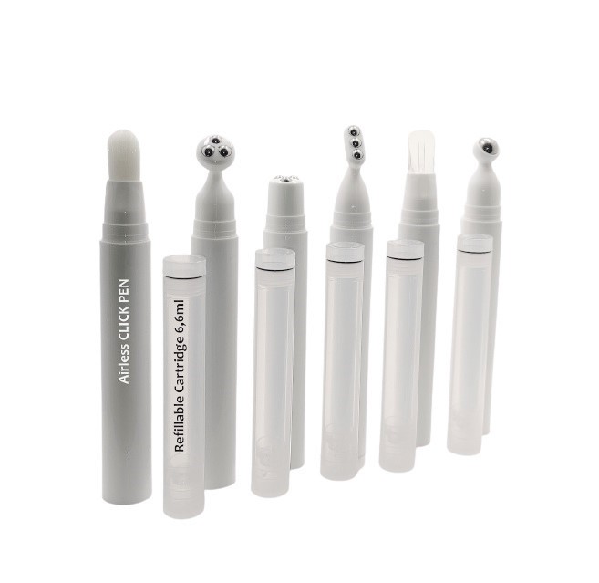 Refillable Airless Click Pen 6.6ml (Brush / Spatula / 1 Steel Roller Ball / 3 Steel Roller Balls)